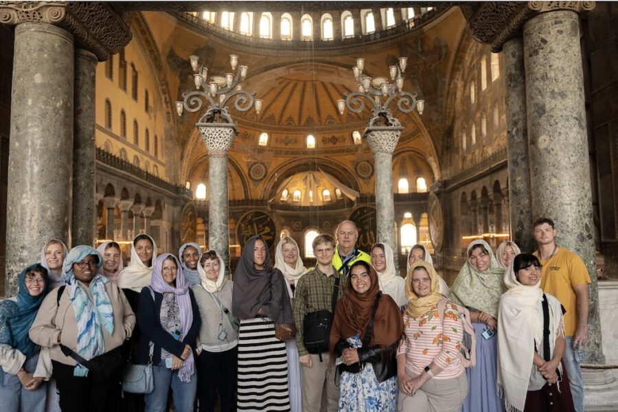 Honors students at the Hagia Sophia Grand Mosque in Istanbul